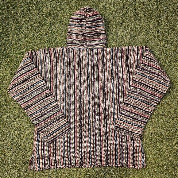 Earth Ragz Mexican Drug Rug Hoodie Mens M Baja Hippie Pullover Colorful Pride - Picture 7 of 7